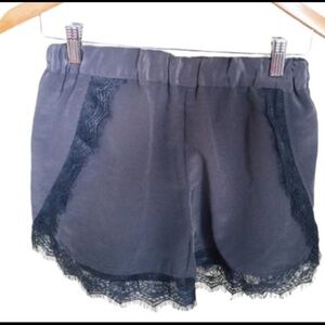 LMTD By Name It Metallic Sheen Boho Lace Trim Shorts With Elastic Waist Grey XS